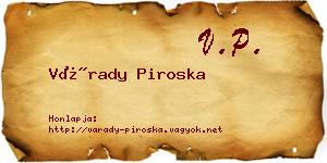 Várady Piroska névjegykártya